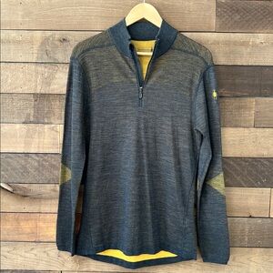 Smartwool Men's Intraknit Quarter Zip Long Sleeve Pullover Charcoal Honey Medium